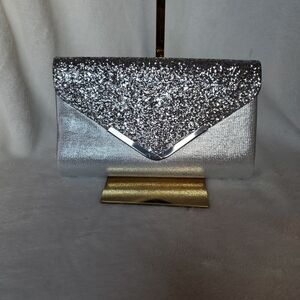Shine Bright With This Stunning Cute shimmering silver glitter clutch!